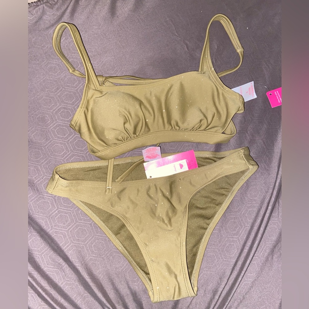 Sparkly Olive Green Swim Suit